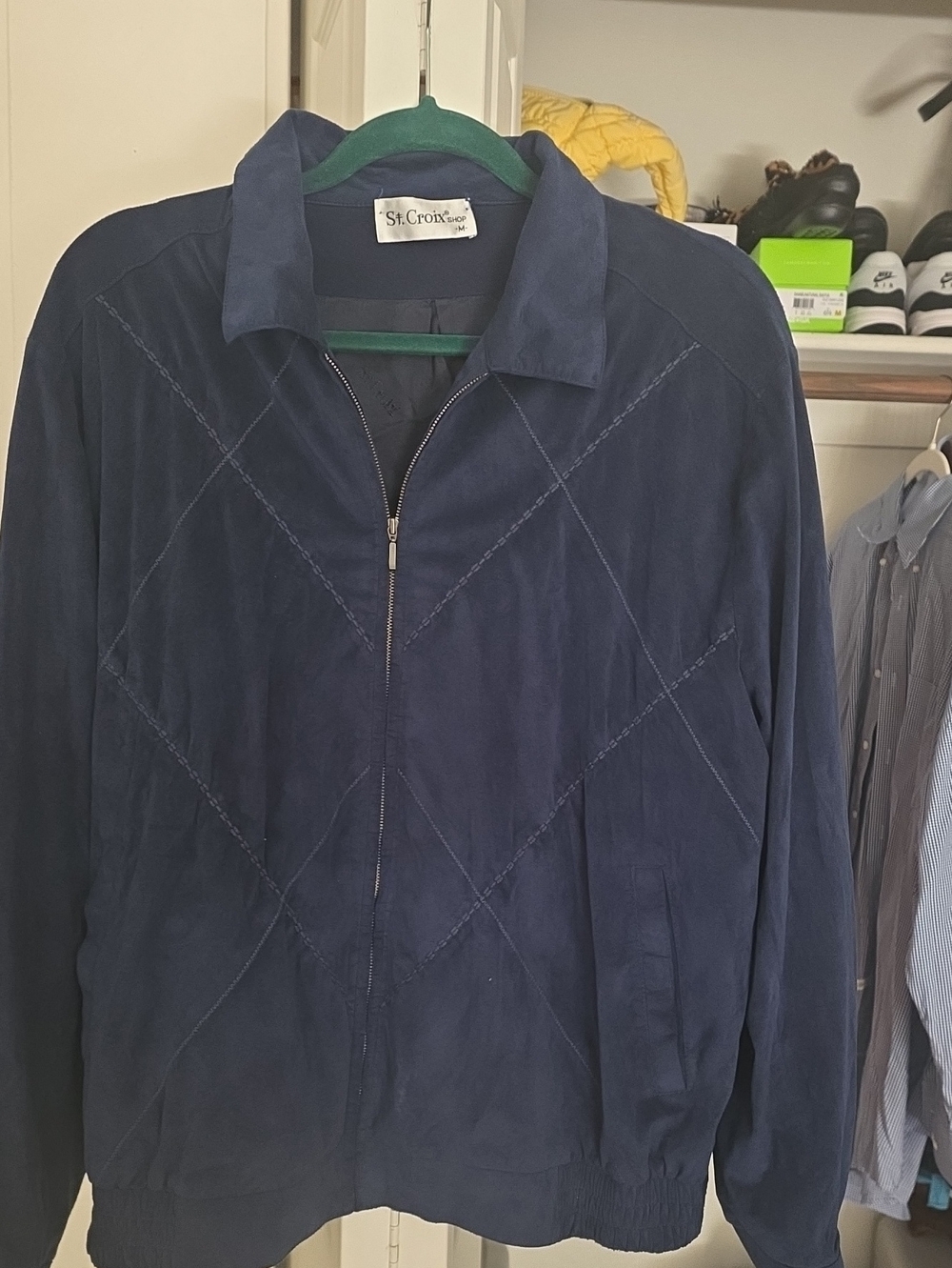 St. Croix Women's Navy Suede Zip-Front Jacket